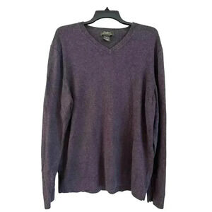 Eddie Bauer Men’s Sweater Cotton Cashmere Blend Long Sleeve Size L Tall Purple